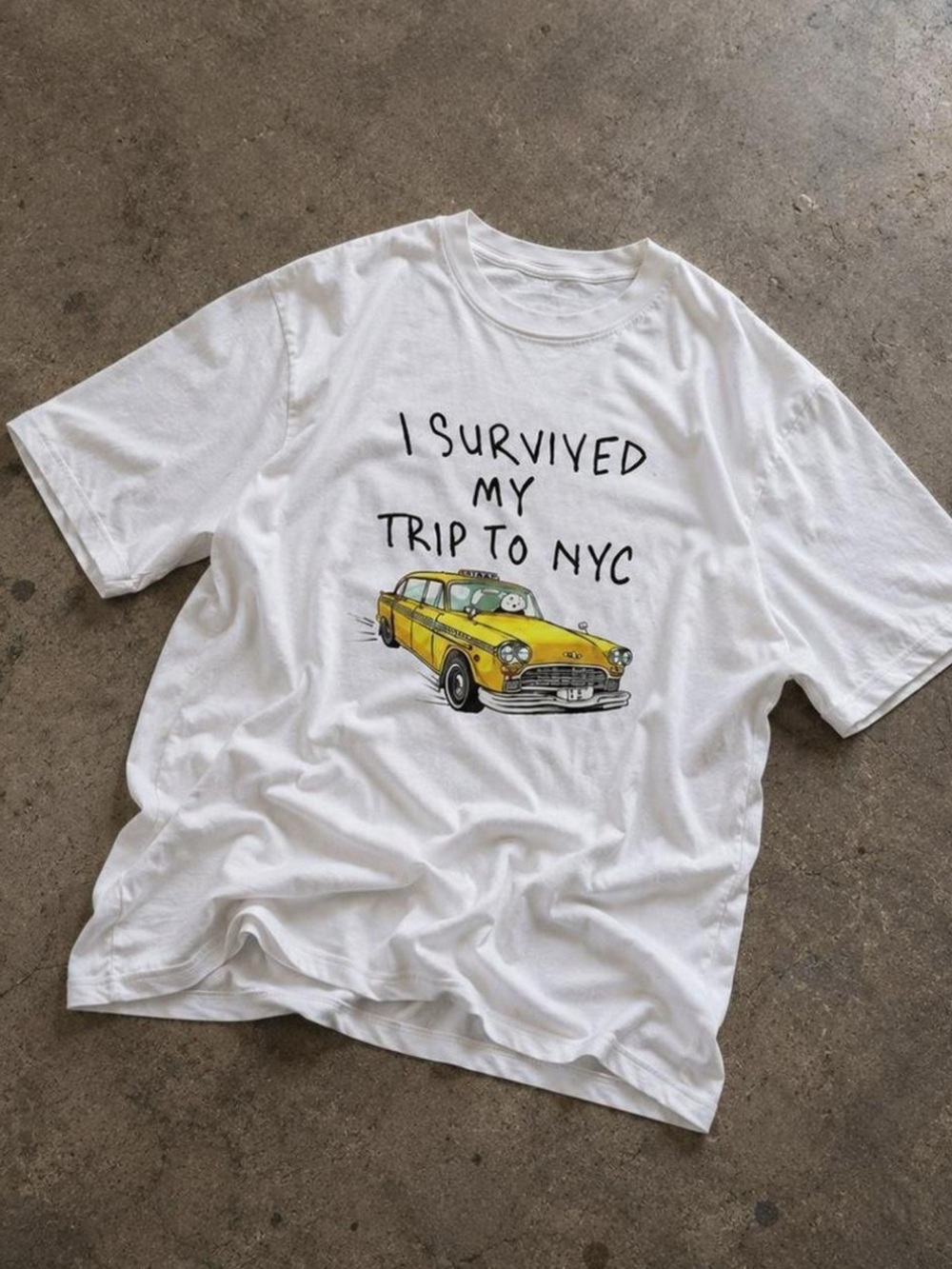 Gildan White Tee with Yellow Taxi Graphic